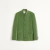 Jacke aus Baumwollsamt und gewaschenem Leinen mit Stehkragen Jacke aus Baumwollsamt und gewaschenem Leinen mit Stehkragen