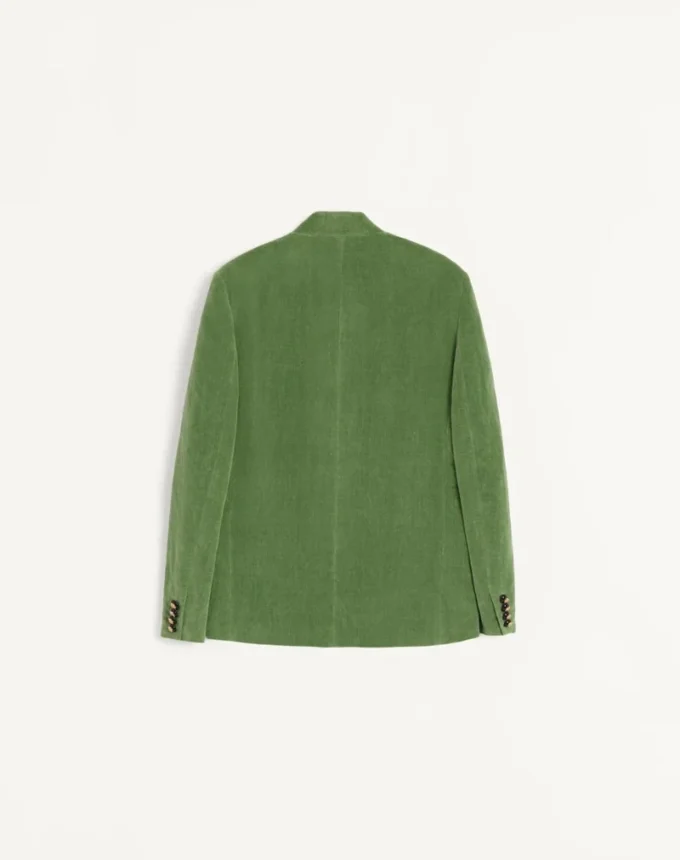 Jacke aus Baumwollsamt und gewaschenem Leinen mit Stehkragen Jacke aus Baumwollsamt und gewaschenem Leinen mit Stehkragen