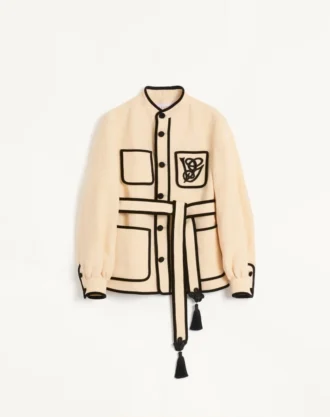 Jacke aus Seide und Jute-Canvas mit VG-Stickerei