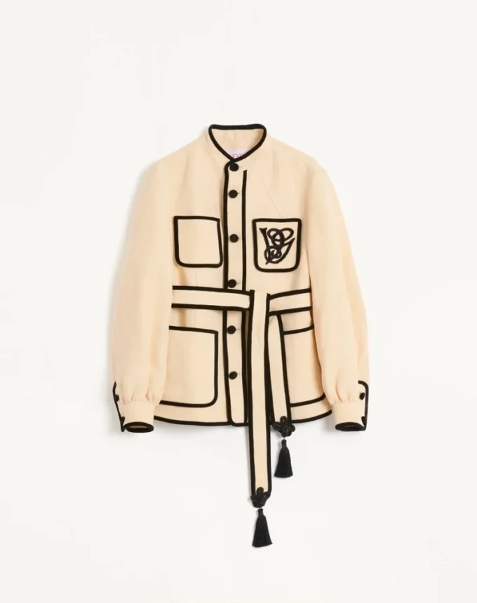 Jacke aus Seide und Jute-Canvas mit VG-Stickerei Jacke aus Seide und Jute-Canvas mit VG-Stickerei