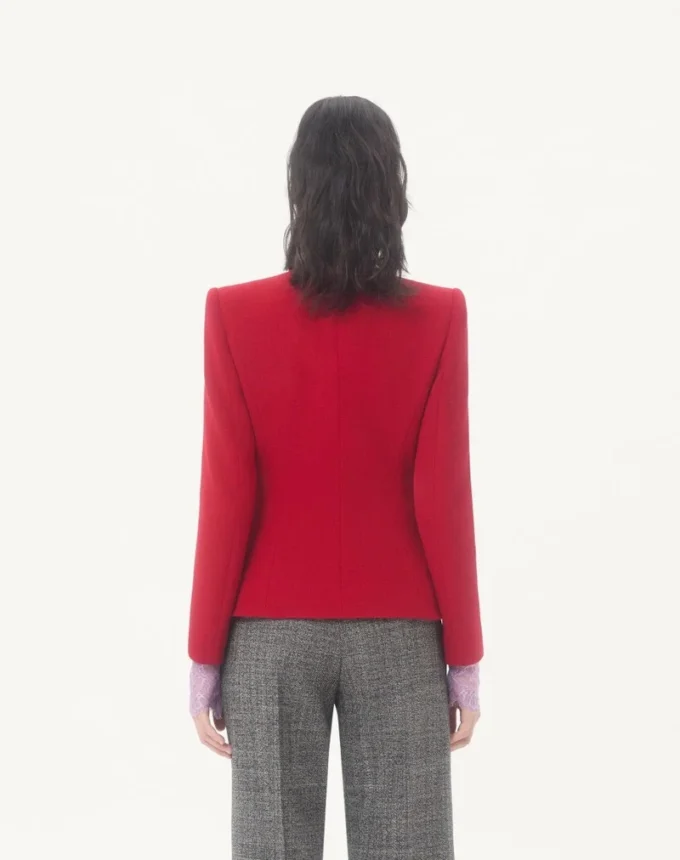 Jacke aus Wollkrepp mit kontrastierender Schleife Jacke aus Wollkrepp mit kontrastierender Schleife