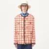 Jacke aus Wollmischung mit V-Karomuster Jacke aus Wollmischung mit V-Karomuster