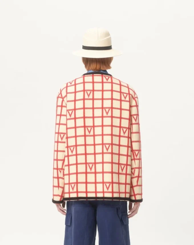 Jacke aus Wollmischung mit V-Karomuster Jacke aus Wollmischung mit V-Karomuster
