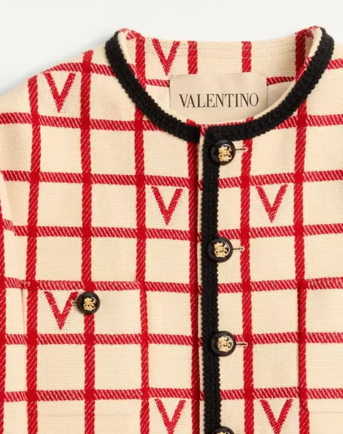 Jacke aus Wollmischung mit V-Karomuster Jacke aus Wollmischung mit V-Karomuster