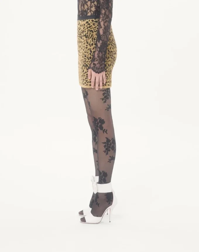 Jacquard-Strickrock mit Animal-Print und Lurex Jacquard-Strickrock mit Animal-Print und Lurex