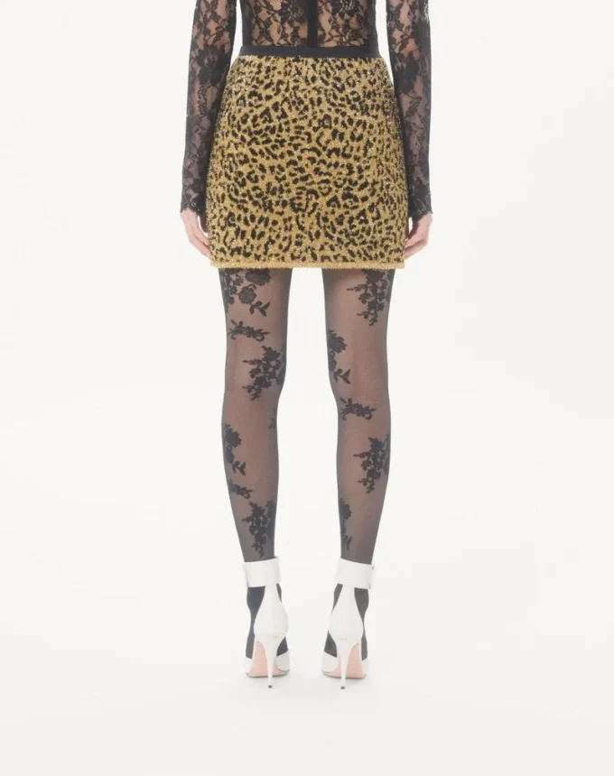 Jacquard-Strickrock mit Animal-Print und Lurex Jacquard-Strickrock mit Animal-Print und Lurex