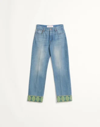 Jeanshose mit Jacquard-Verzierungen