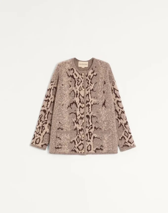 Kaschmir-Strickjacke mit Animal-Print Kaschmir-Strickjacke mit Animal-Print