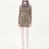 Kaschmirkleid mit Animal-Print und Federn Kaschmirkleid mit Animal-Print und Federn