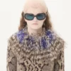 Kaschmirkleid mit Animal-Print und Federn Kaschmirkleid mit Animal-Print und Federn