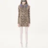 Kaschmirkleid mit Animal-Print und Federn Kaschmirkleid mit Animal-Print und Federn