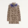 Kaschmirkleid mit Animal-Print und Federn Kaschmirkleid mit Animal-Print und Federn