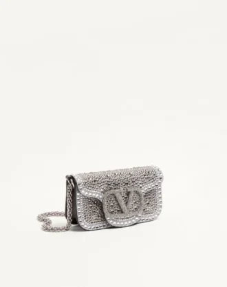 Kleine Valentino Garavani Locò Schultertasche mit Strasssteinen