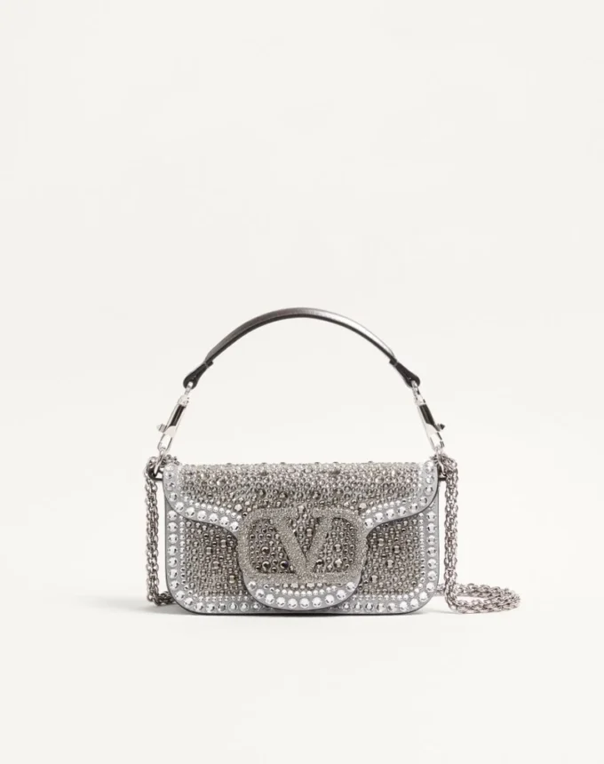 Kleine Valentino Garavani Locò Schultertasche mit Strasssteinen Kleine Valentino Garavani Locò Schultertasche mit Strasssteinen