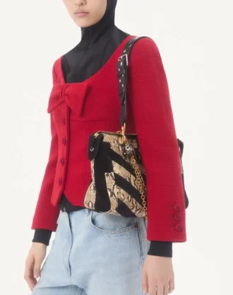 Kurze Jacke aus einfarbigem Wolltweed