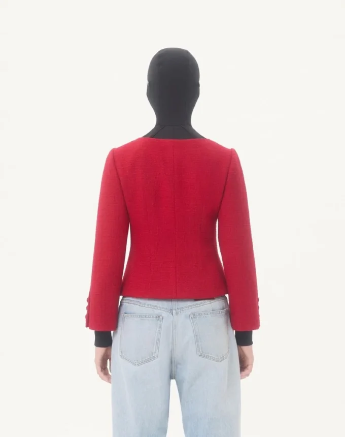 Kurze Jacke aus einfarbigem Wolltweed Kurze Jacke aus einfarbigem Wolltweed
