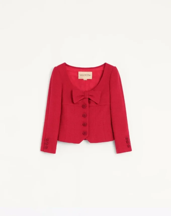 Kurze Jacke aus einfarbigem Wolltweed Kurze Jacke aus einfarbigem Wolltweed