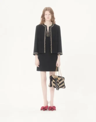 Kurzes Kleid aus besticktem Canestrello-Tweed