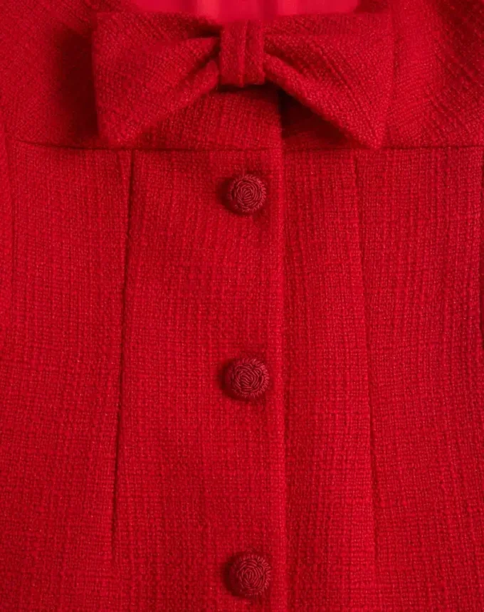 Kurzes Kleid aus einfarbigem Wolltweed Kurzes Kleid aus einfarbigem Wolltweed
