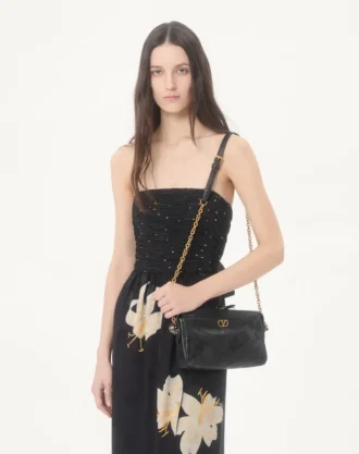 Langes Kleid aus Crêpe de Chine Jacquard Apres L’Hiver Lilium