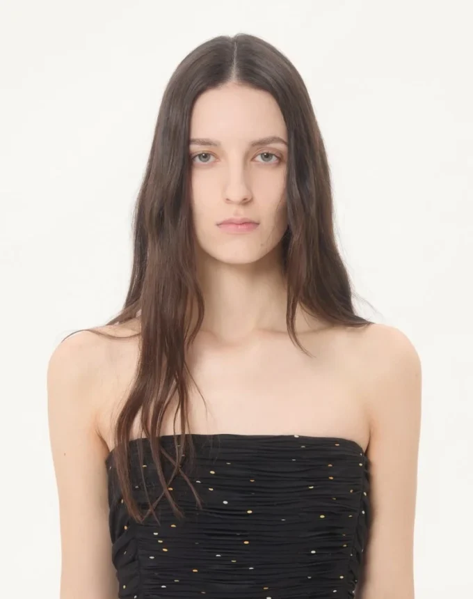 Langes Kleid aus Crêpe de Chine Jacquard Apres L’Hiver Lilium Langes Kleid aus Crêpe de Chine Jacquard Apres L’Hiver Lilium