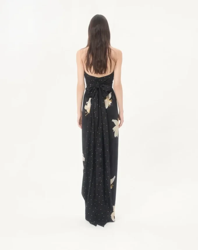 Langes Kleid aus Crêpe de Chine Jacquard Apres L’Hiver Lilium Langes Kleid aus Crêpe de Chine Jacquard Apres L’Hiver Lilium
