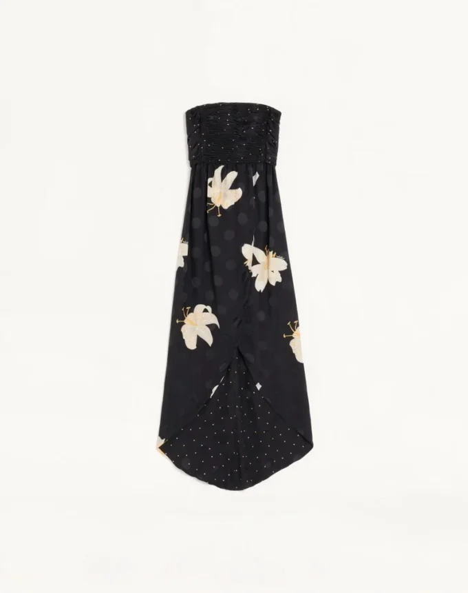 Langes Kleid aus Crêpe de Chine Jacquard Apres L’Hiver Lilium Langes Kleid aus Crêpe de Chine Jacquard Apres L’Hiver Lilium