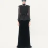 Langes Kleid aus Sablé-Samt Langes Kleid aus Sablé-Samt