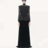 Langes Kleid aus Sablé-Samt Langes Kleid aus Sablé-Samt