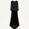 Langes Kleid aus Sablé-Samt Langes Kleid aus Sablé-Samt