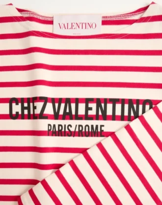 LANGÄRMELIGES BAUMWOLL-T-SHIRT MIT CHEZ VALENTINO-PRINT