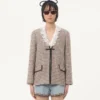 Leichte Tweedjacke mit Hahnentrittmuster Leichte Tweedjacke mit Hahnentrittmuster