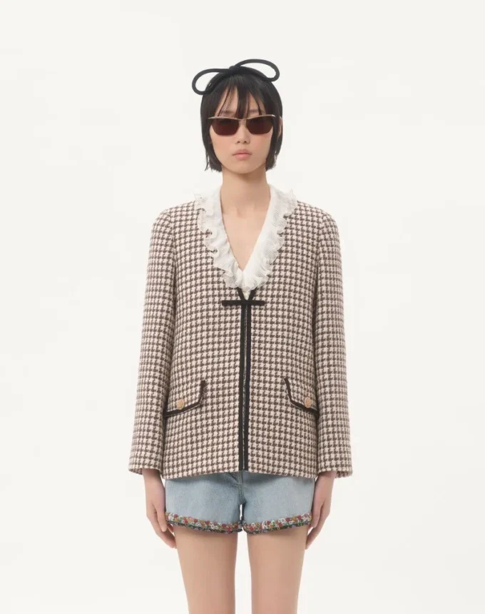Leichte Tweedjacke mit Hahnentrittmuster Leichte Tweedjacke mit Hahnentrittmuster