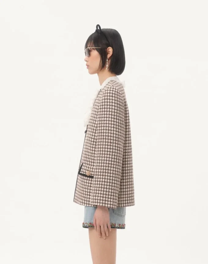 Leichte Tweedjacke mit Hahnentrittmuster Leichte Tweedjacke mit Hahnentrittmuster