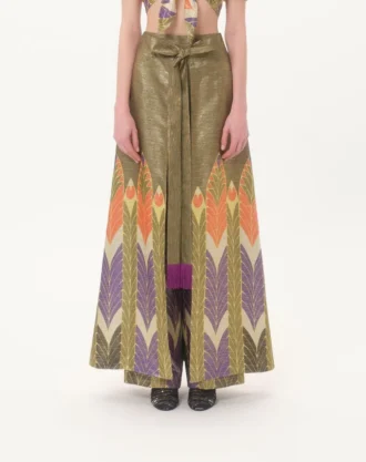 Lurex-Hose mit Voyage Imaginaire-Print