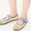 Mary-Jane Endouce Ballerina aus Raffia mit Blumenstickerei Mary-Jane Endouce Ballerina aus Raffia mit Blumenstickerei