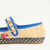 Mary-Jane Endouce Ballerina aus Raffia mit Blumenstickerei Mary-Jane Endouce Ballerina aus Raffia mit Blumenstickerei
