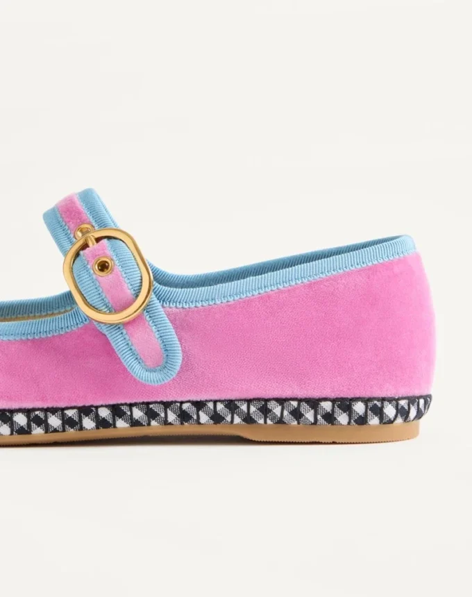 Mary-Jane Endouce Samt-Ballerinas mit Le Chat De La Maison-Stickerei Mary-Jane Endouce Samt-Ballerinas mit Le Chat De La Maison-Stickerei