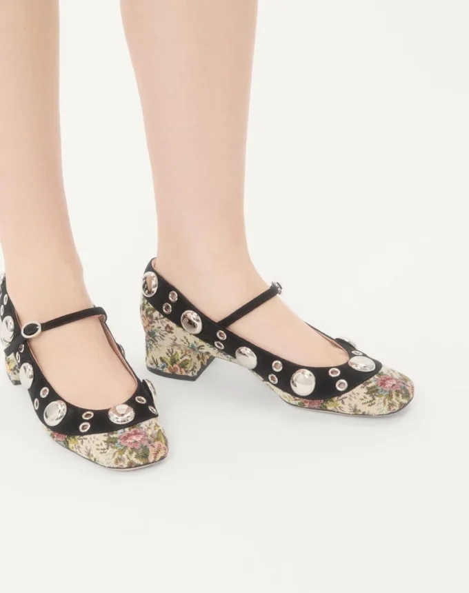 Mary-Jane Nellcôte Pumps aus Papier-Jacquardstoff mit Blumenmuster, 30 mm Mary-Jane Nellcôte Pumps aus Papier-Jacquardstoff mit Blumenmuster, 30 mm
