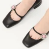 Mary-Jane Preshoes Ballerina aus Zickleinleder mit Schmuckknopf 20 mm Mary-Jane Preshoes Ballerina aus Zickleinleder mit Schmuckknopf 20 mm