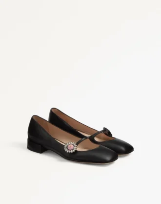 Mary-Jane Preshoes Ballerina aus Zickleinleder mit Schmuckknopf 20 mm