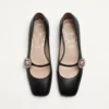 Mary-Jane Preshoes Ballerina aus Zickleinleder mit Schmuckknopf 20 mm Mary-Jane Preshoes Ballerina aus Zickleinleder mit Schmuckknopf 20 mm