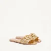 Metallic-Leder-Pantolette mit Vlogo-Signatur und Cornely-Stickerei