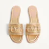 Metallic-Leder-Pantolette mit Vlogo-Signatur und Cornely-Stickerei