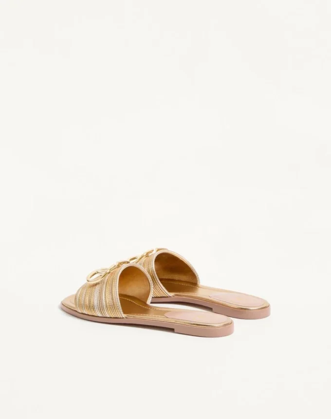 Metallic-Leder-Pantolette mit Vlogo-Signatur und Cornely-Stickerei