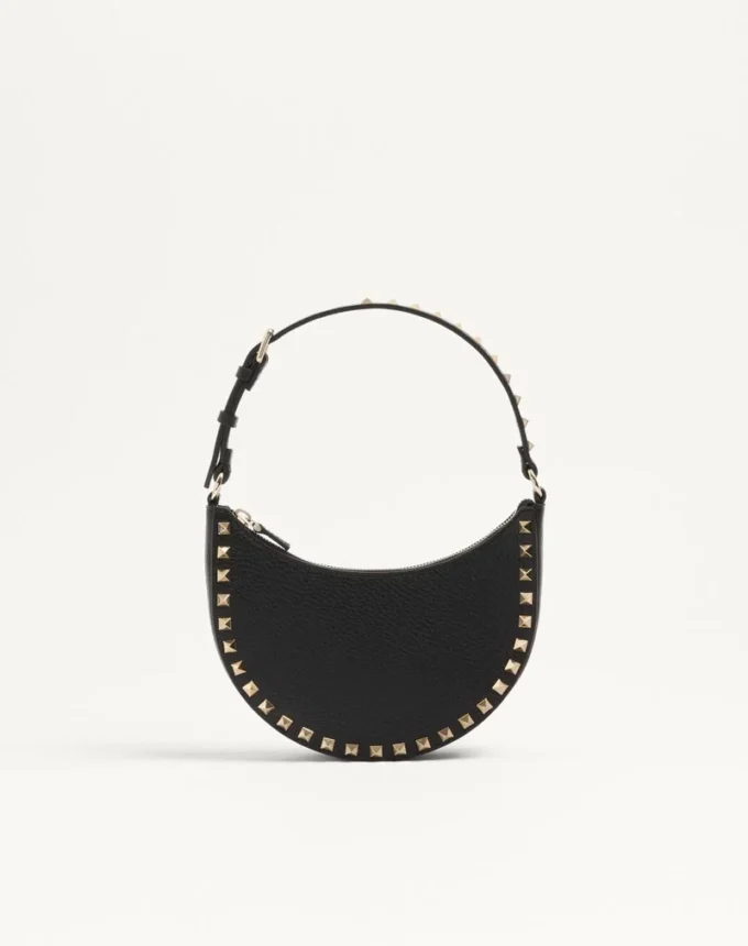 Mini Rockstud Hobo-Tasche aus genarbtem Kalbsleder Mini Rockstud Hobo-Tasche aus genarbtem Kalbsleder
