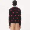 Mohair-Wolle- und Lurex-Pullover mit Herz-Jacquardmuster Mohair-Wolle- und Lurex-Pullover mit Herz-Jacquardmuster