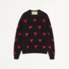 Mohair-Wolle- und Lurex-Pullover mit Herz-Jacquardmuster Mohair-Wolle- und Lurex-Pullover mit Herz-Jacquardmuster
