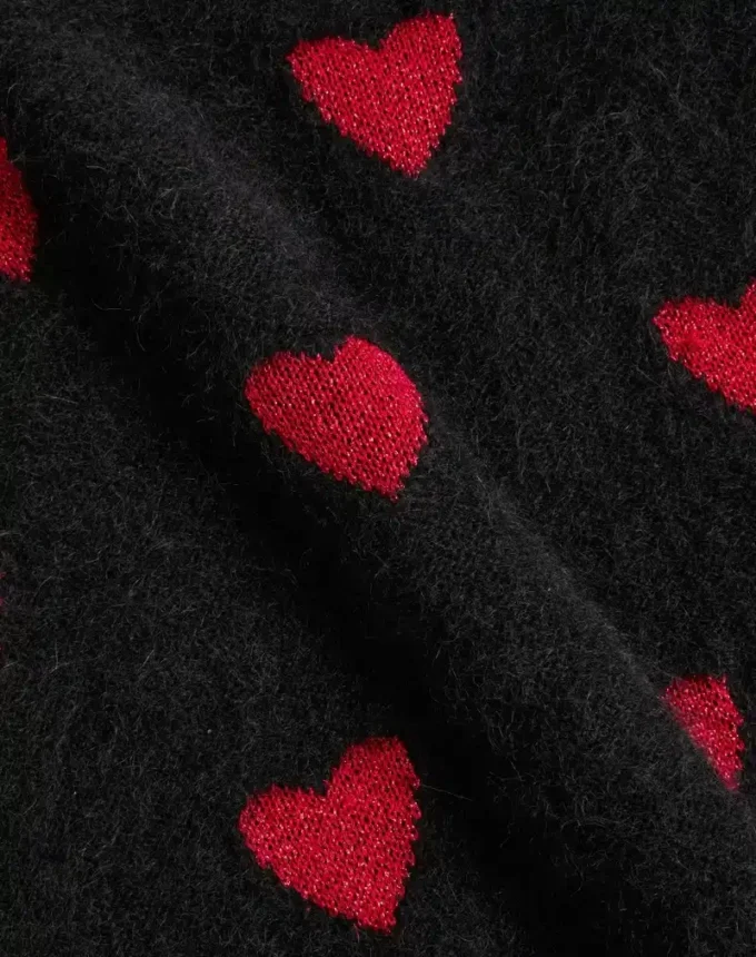 Mohair-Wolle- und Lurex-Pullover mit Herz-Jacquardmuster Mohair-Wolle- und Lurex-Pullover mit Herz-Jacquardmuster