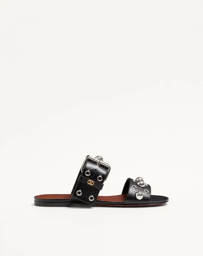 Nellcôte Slide Sandal aus genarbtem Kalbsleder Nellcôte Slide Sandal aus genarbtem Kalbsleder